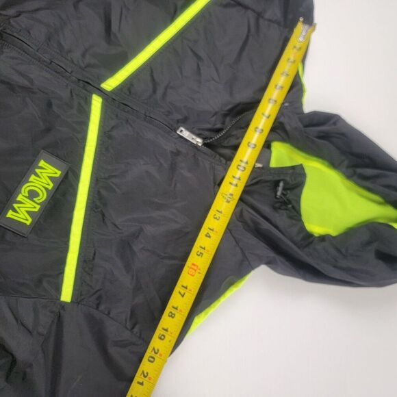 MCM Men's Flo Black Nylon Rubber Logo Parka Windbreaker Jacket Oversized Medium - Picture 6 of 14